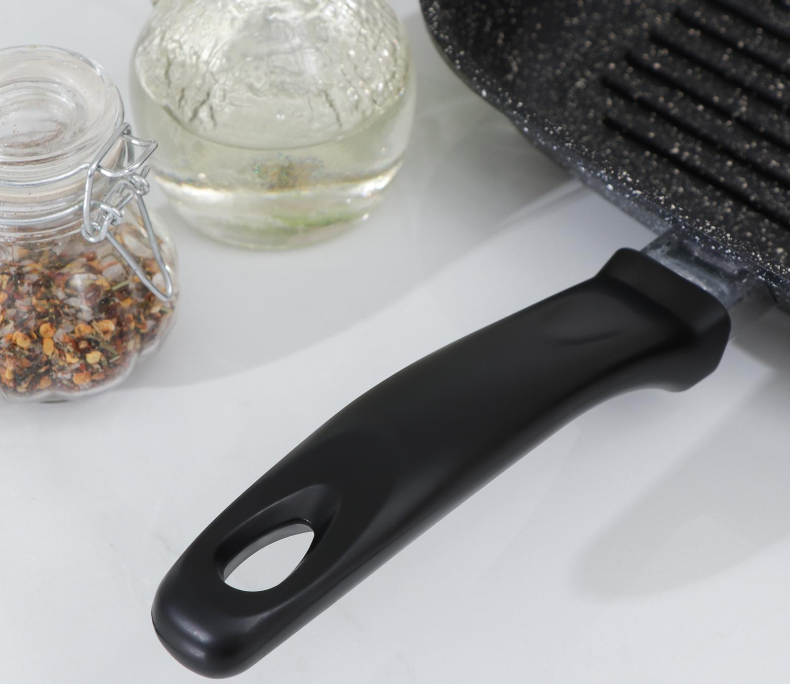 Сковорода-гриль квадратная Доляна, 26×26 см, антипригарное покрытие, цвет тёмный мрамор