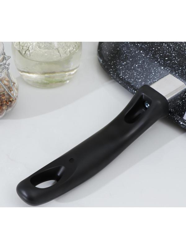 Сковорода-гриль квадратная Доляна, 26×26 см, антипригарное покрытие, цвет тёмный мрамор