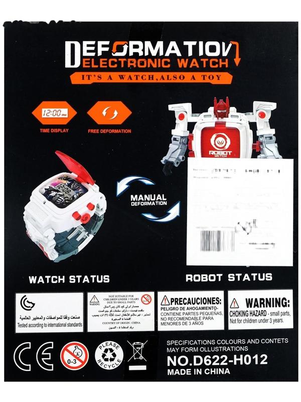 Робот «Часы», трансформируется в часы, работает от батареек, цвет красный