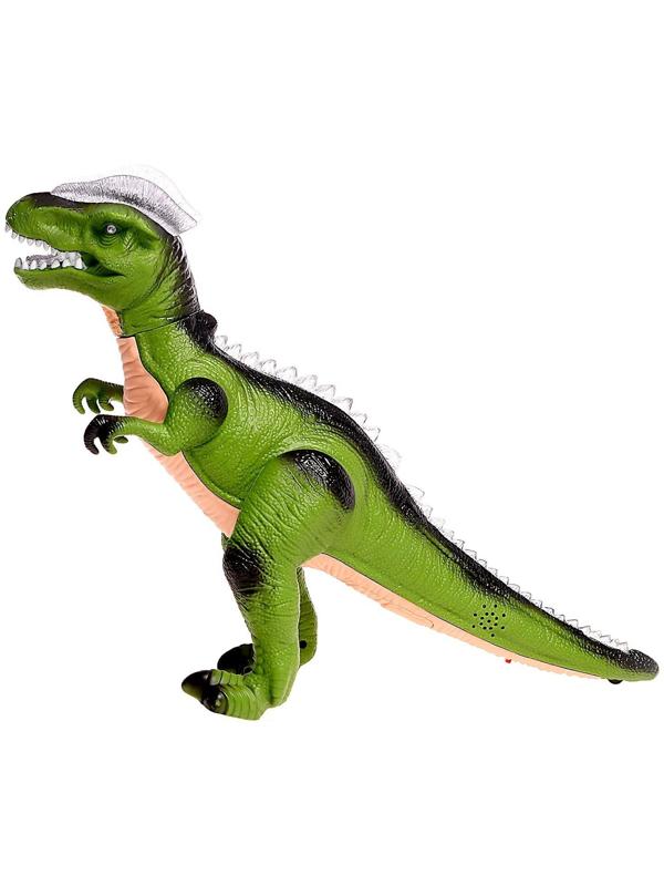 Динозавр радиоуправляемый T-Rex, световые и звуковые эффекты, работает от батареек, цвет зелёный