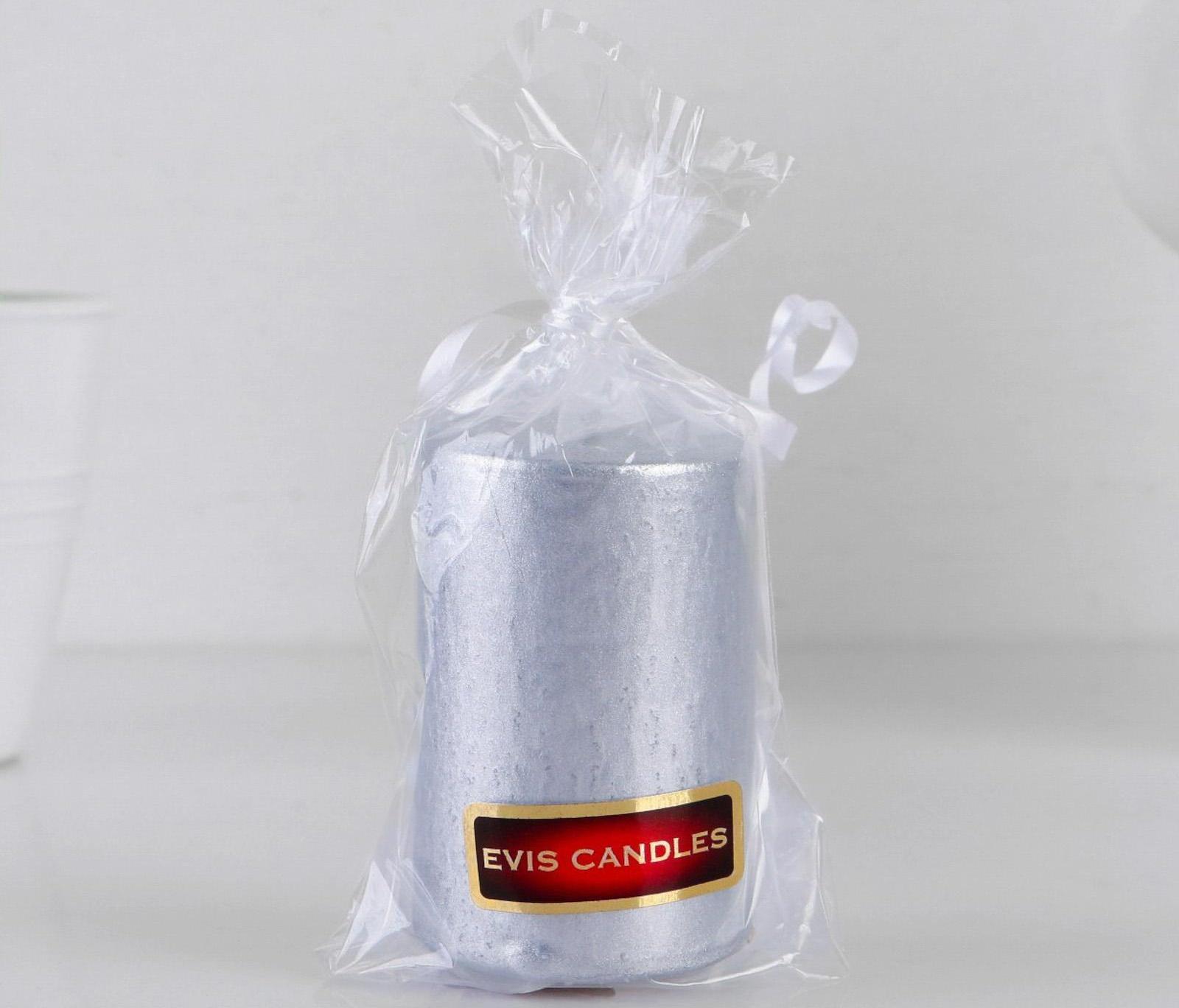 Свеча - цилиндр, 4х6 см, 9 ч, серебро