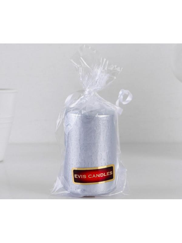 Свеча - цилиндр, 4х6 см, 9 ч, серебро