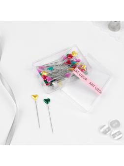 Булавки портновские «Сердце», 55 мм, 50 шт, цвет МИКС