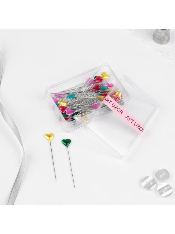 Булавки портновские «Сердце», 55 мм, 50 шт, цвет МИКС