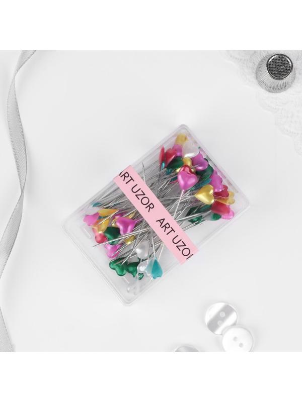 Булавки портновские «Сердце», 55 мм, 50 шт, цвет МИКС