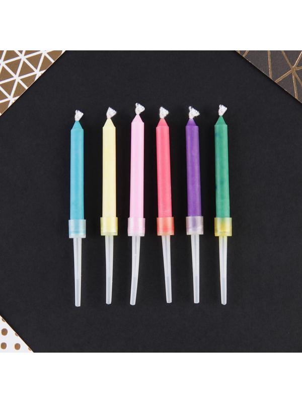 Набор свечей с цветным пламенем «С Днём Рождения», 6 шт.