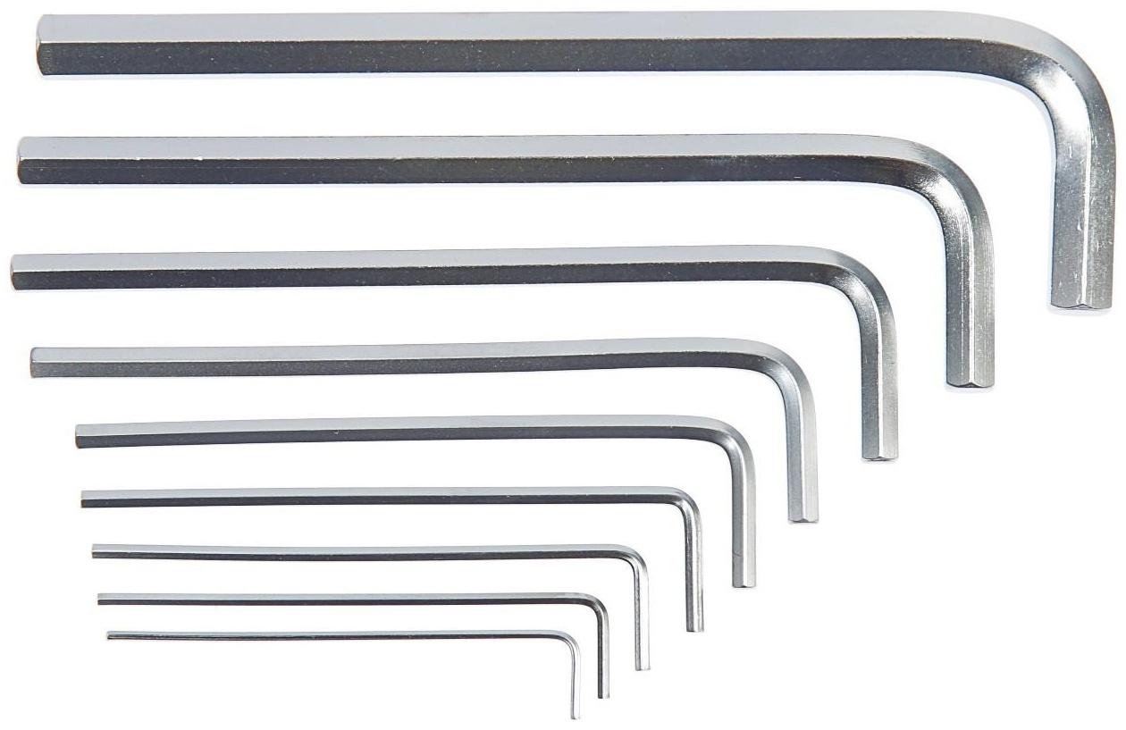 Набор ключей шестигранных ТУНДРА, удлиненных, CrV, 1.5 - 10 мм, 9 шт.