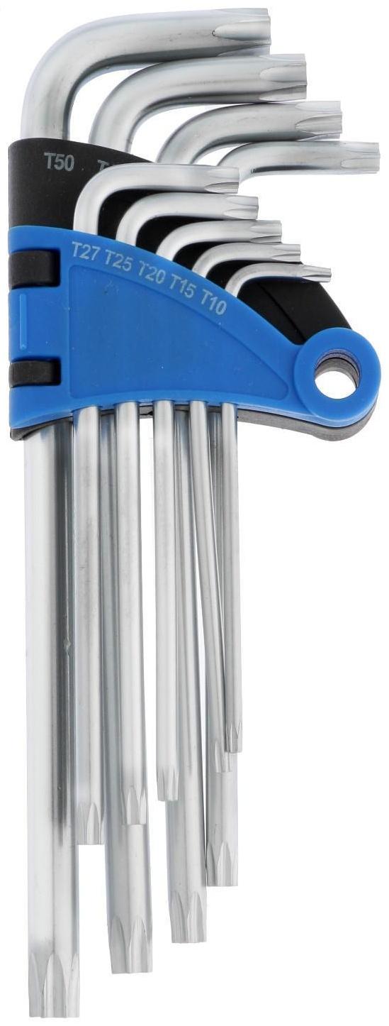 Набор ключей ТУНДРА, TORX Tamper, удлиненные, CrV, TT10 - TT50, 9 шт.