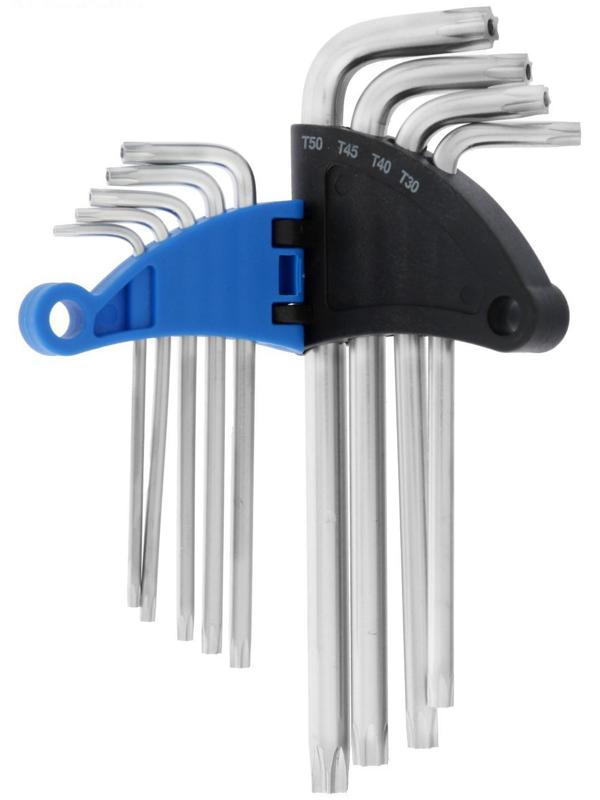 Набор ключей ТУНДРА, TORX Tamper, удлиненные, CrV, TT10 - TT50, 9 шт.