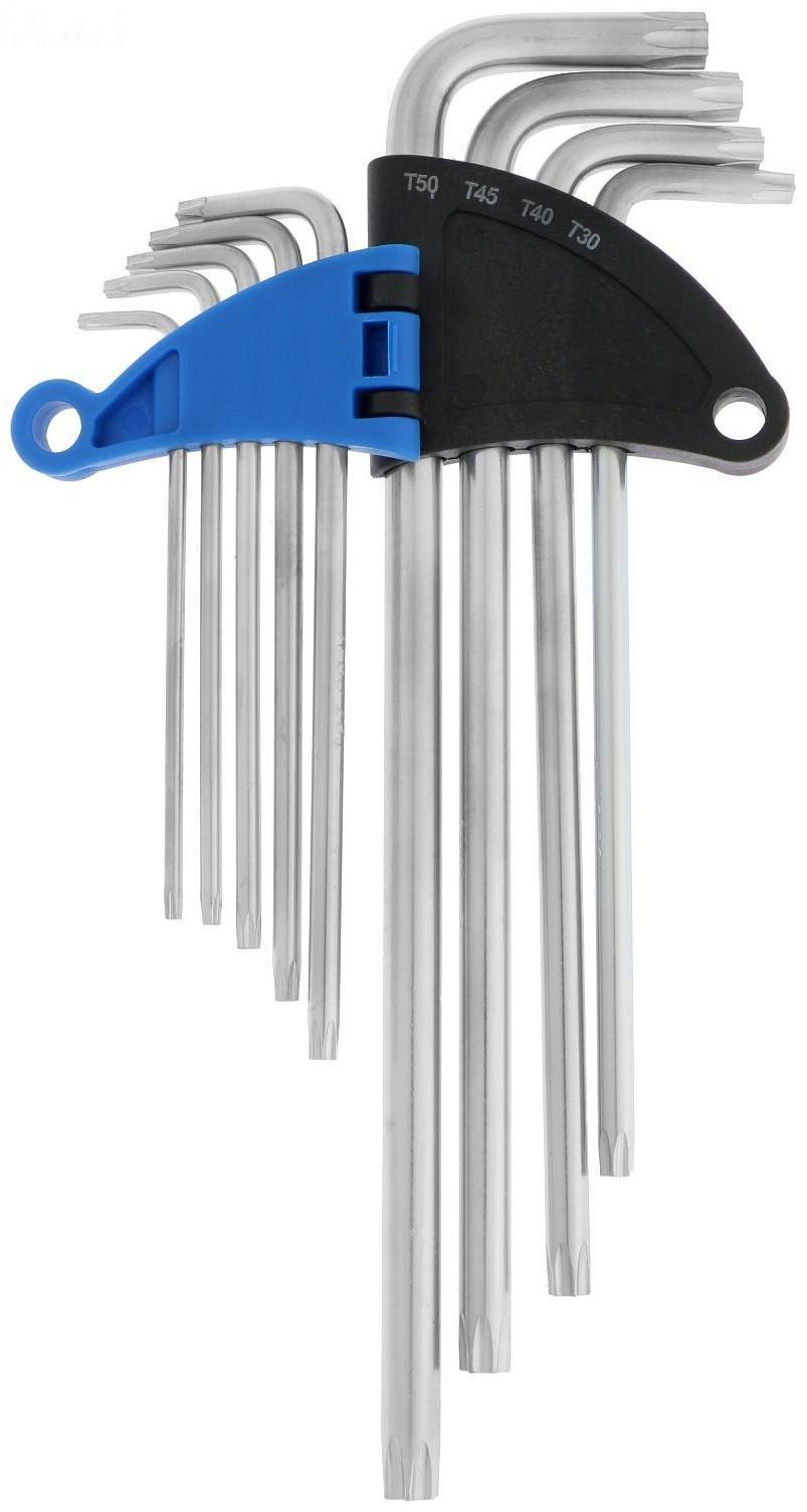 Набор ключей ТУНДРА, TORX Tamper, экстрадлинные, CrV, TT10 - TT50, 9 шт.