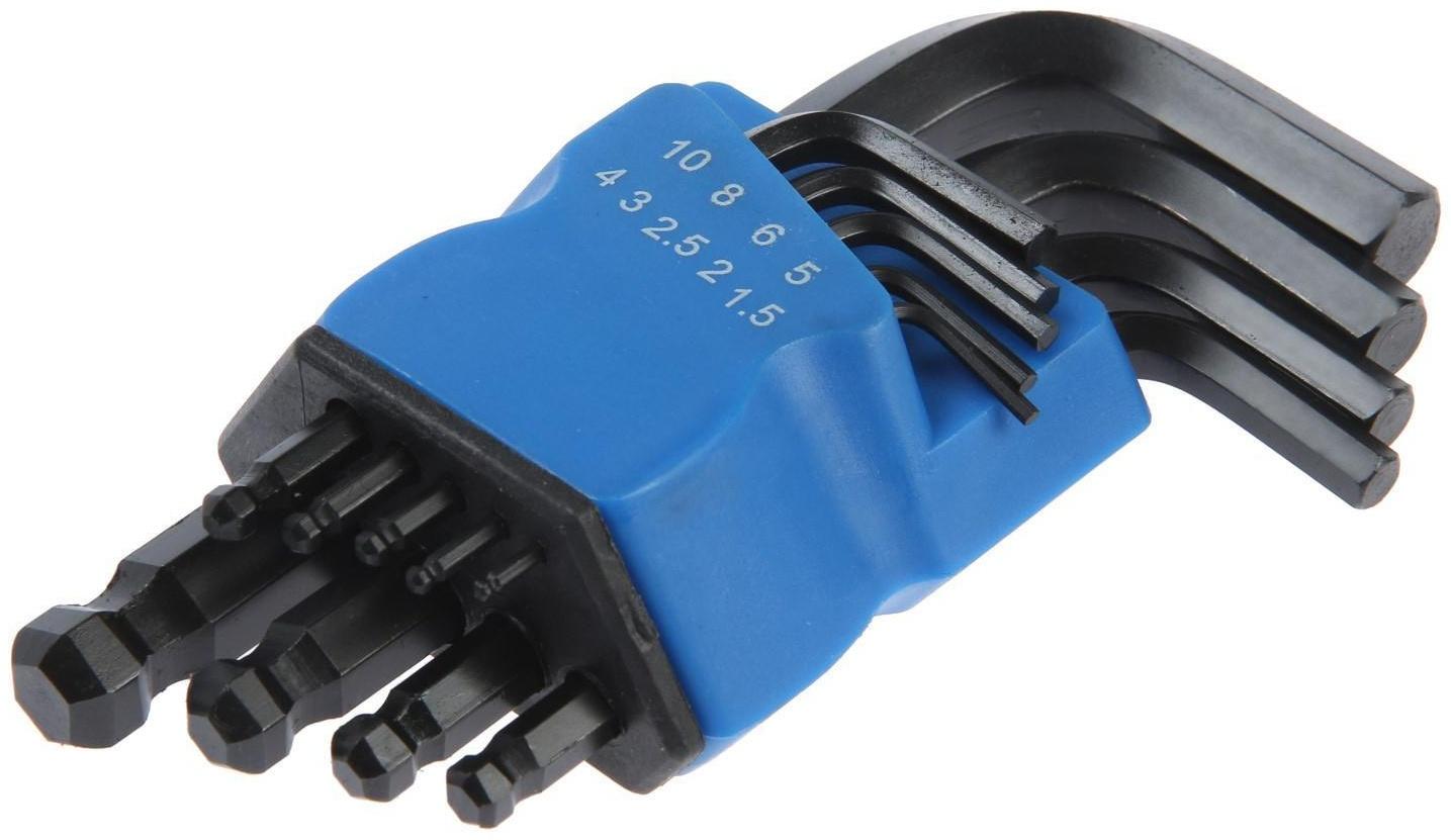 Набор ключей шестигранных ТУНДРА black, с шаром, CrV, 1.5 - 10 мм, 9 шт.