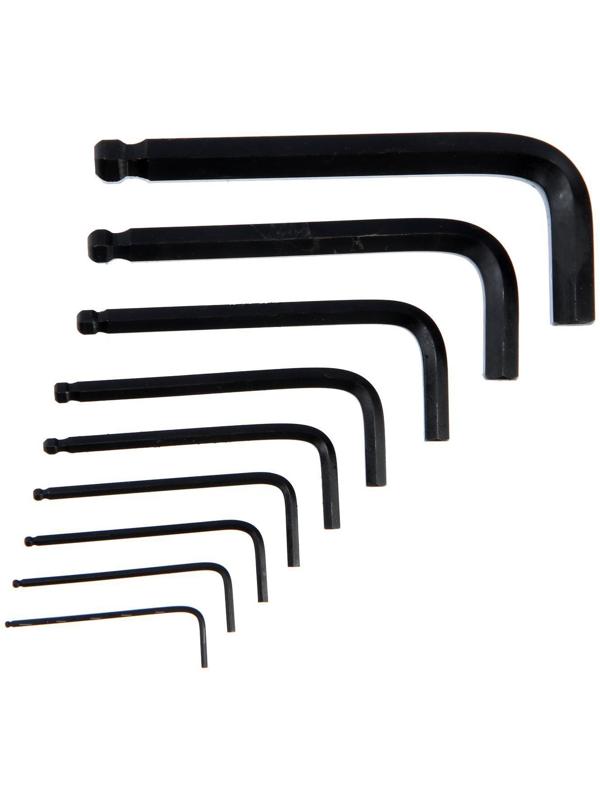 Набор ключей шестигранных ТУНДРА black, с шаром, CrV, 1.5 - 10 мм, 9 шт.