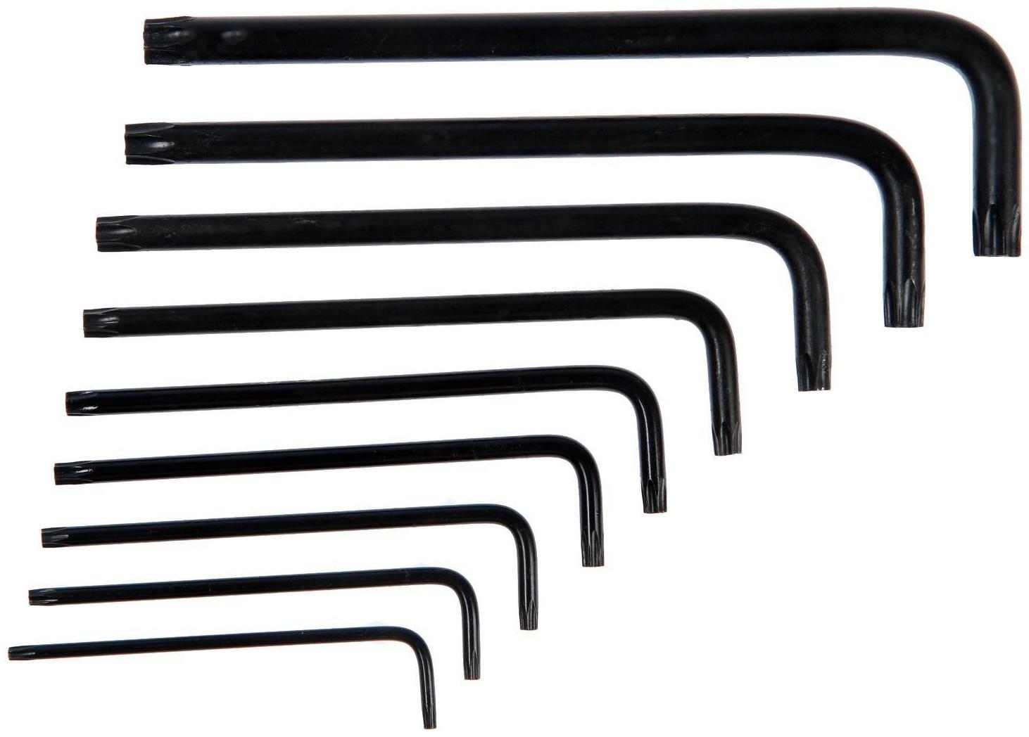 Набор ключей ТУНДРА black, TORX Tamper, удлиненные, CrV, TT10 - TT50, 9 шт.