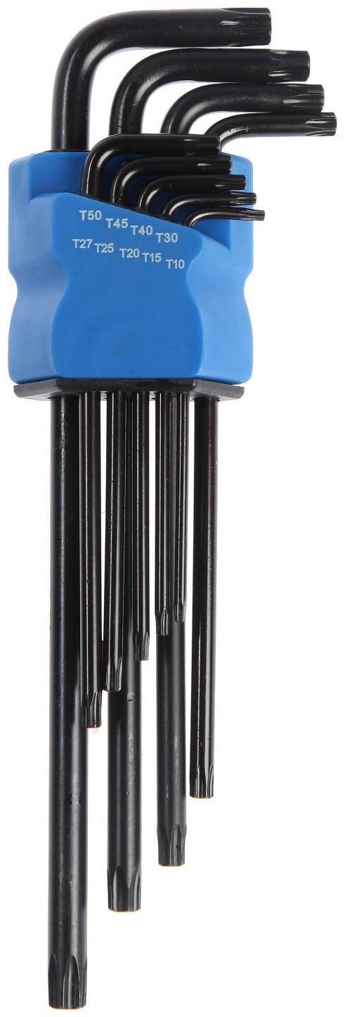 Набор ключей ТУНДРА black, TORX Tamper, экстрадлинные, CrV, TT10 - TT50, 9 шт.