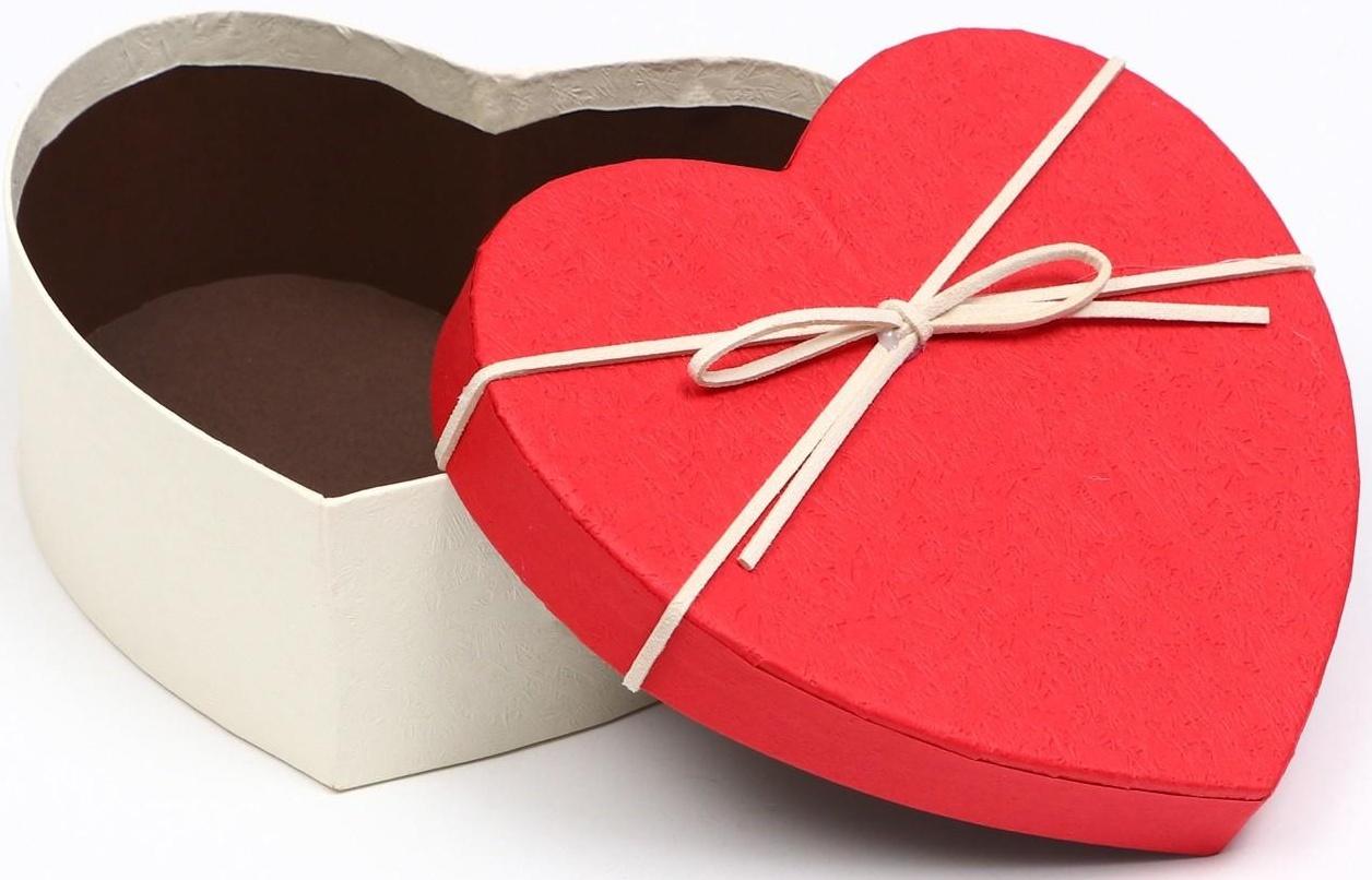 Набор коробок 3 в 1 сердца, белый-красный, 21 х 19 х 9 - 15.5 х 14 х 6 см
