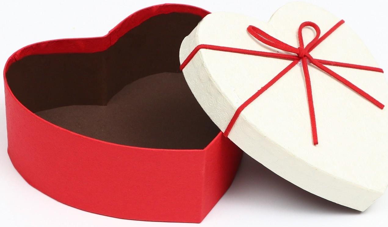 Набор коробок 3 в 1 сердца, красный-белый 21 х 19 х 9 - 15.5 х 14 х 6 см