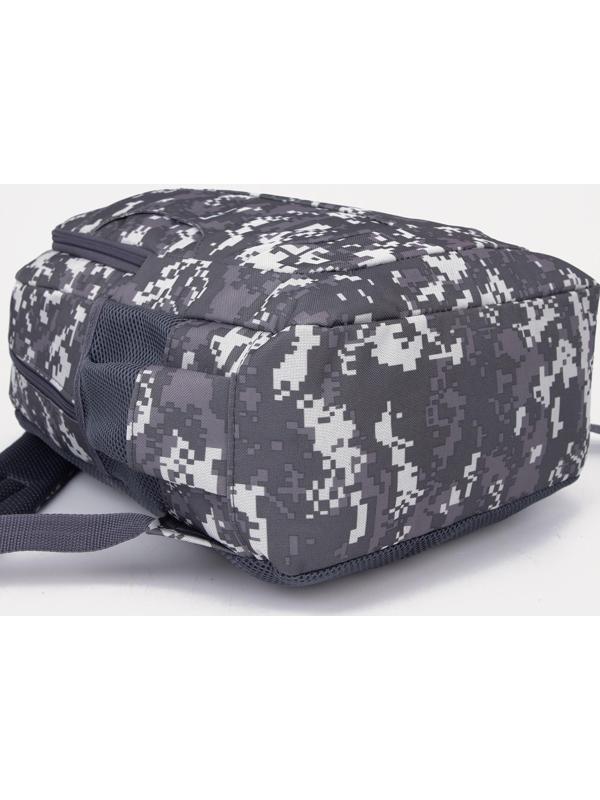 Рюкзак туристический, отдел на молнии, 3 наружных кармана, цвет серый/камуфляж