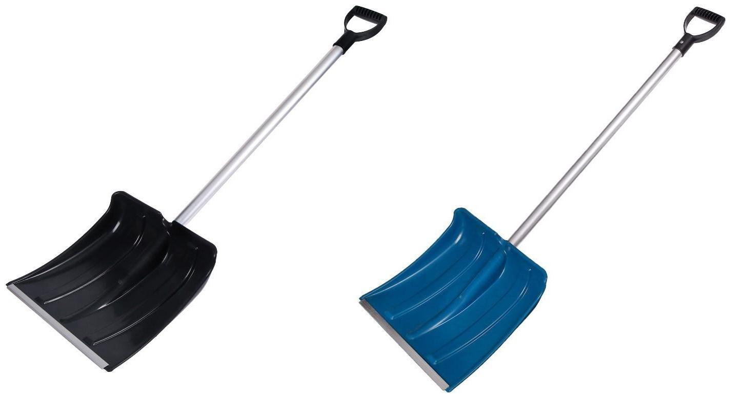 Лопата пластиковая, ковш 380 × 380 мм, морозостойкая, с алюминиевой планкой, алюминиевый черенок, «Снежинка», МИКС