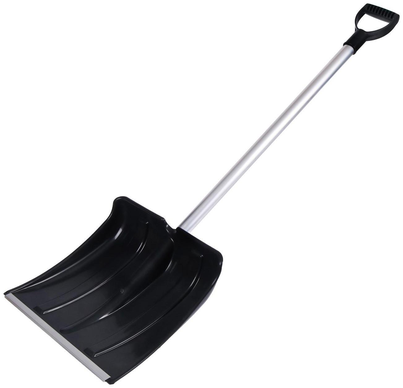 Лопата пластиковая, ковш 380 × 380 мм, морозостойкая, с алюминиевой планкой, алюминиевый черенок, «Снежинка», МИКС