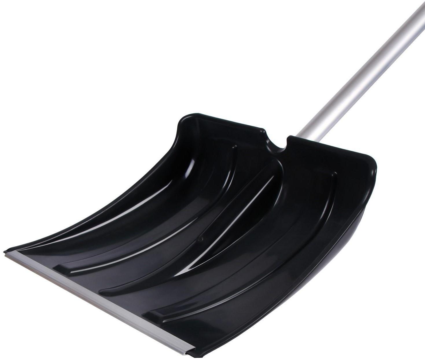 Лопата пластиковая, ковш 380 × 380 мм, морозостойкая, с алюминиевой планкой, алюминиевый черенок, «Снежинка», МИКС