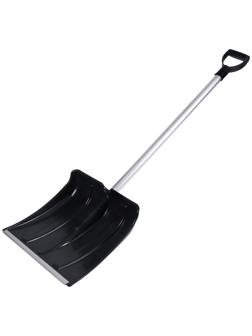 Лопата пластиковая, ковш 380 × 380 мм, морозостойкая, с алюминиевой планкой, алюминиевый черенок, «Снежинка», МИКС