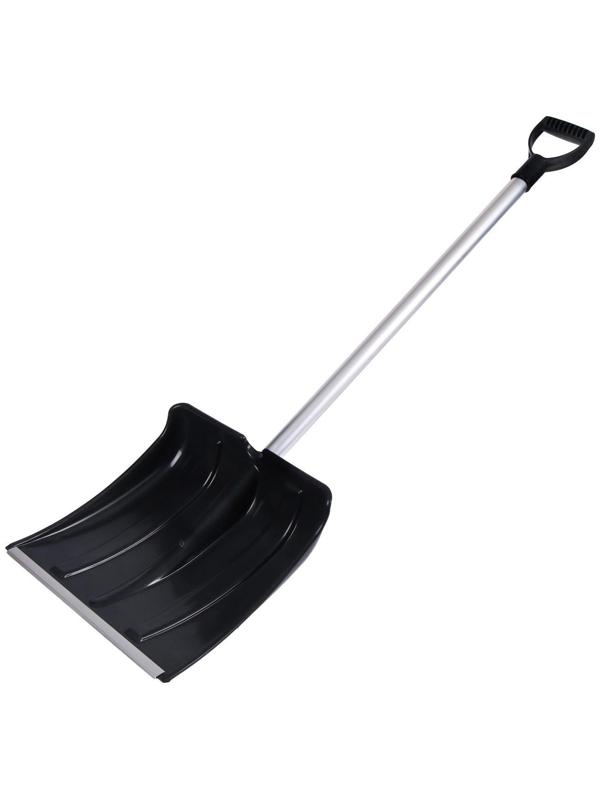 Лопата пластиковая, ковш 380 × 380 мм, морозостойкая, с алюминиевой планкой, алюминиевый черенок, «Снежинка», МИКС