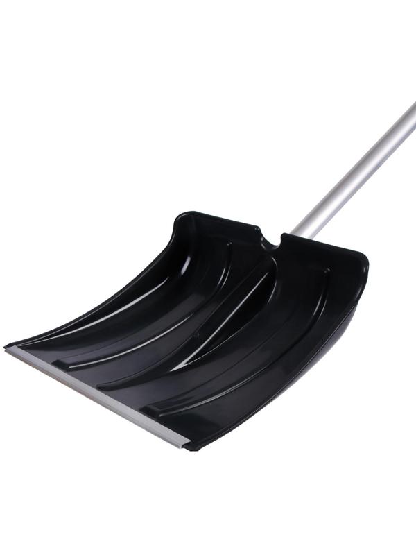 Лопата пластиковая, ковш 380 × 380 мм, морозостойкая, с алюминиевой планкой, алюминиевый черенок, «Снежинка», МИКС