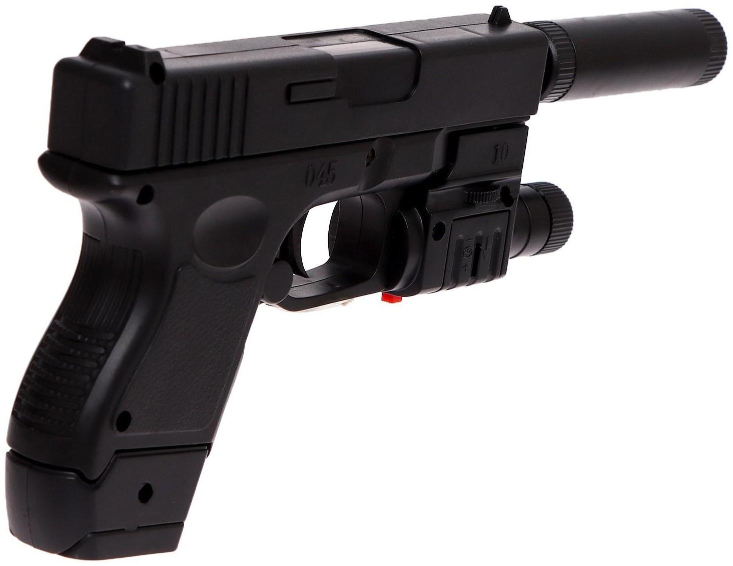 Пистолет пневматический детский «Форт», с фонариком, лазером и глушителем