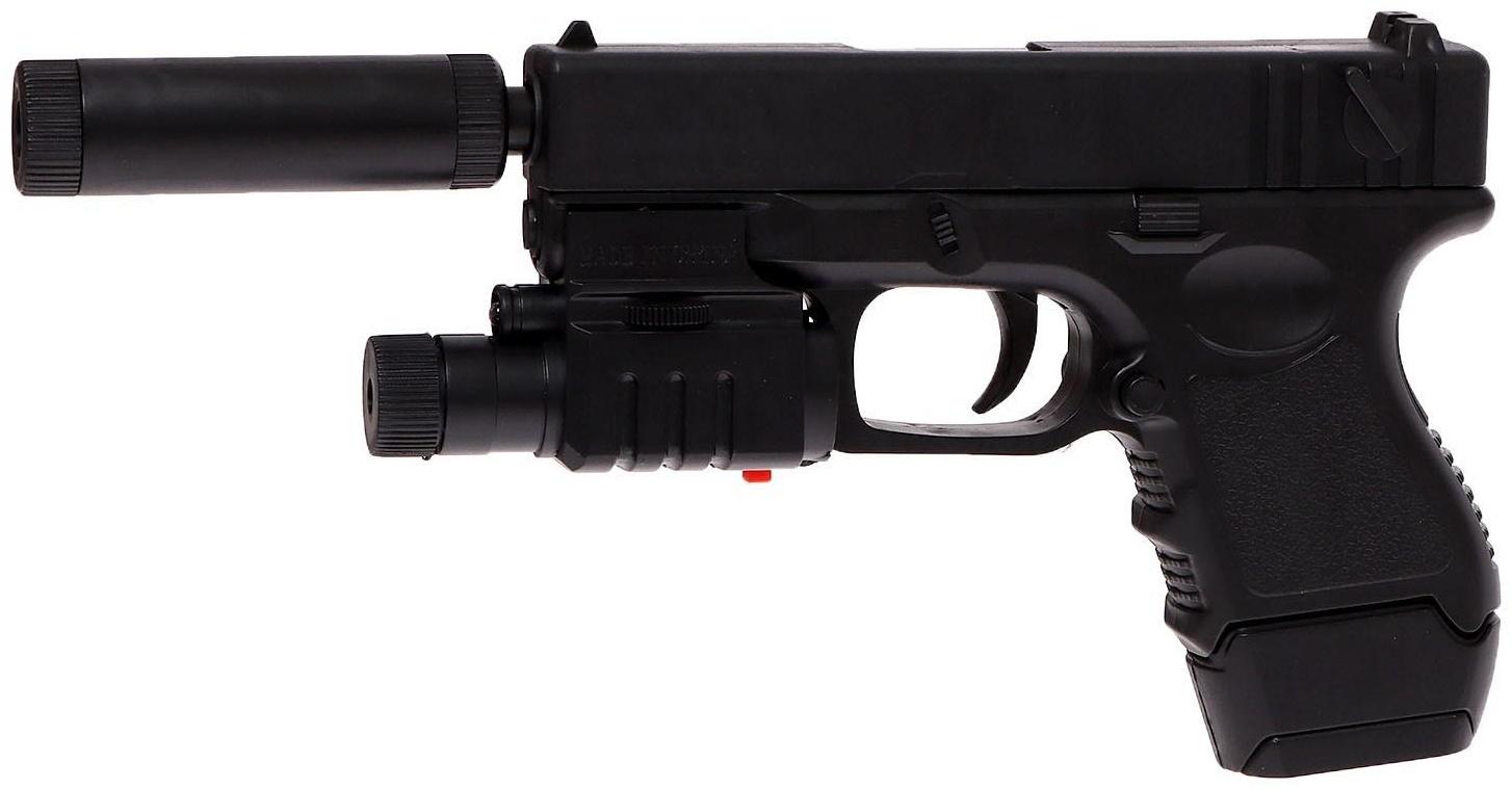 Пистолет пневматический детский «Форт», с фонариком, лазером и глушителем