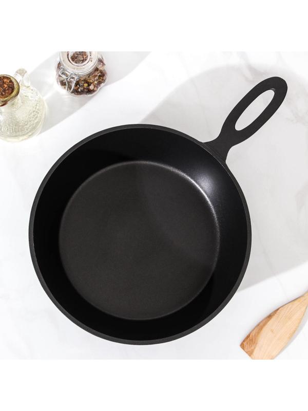 Сковорода «Сотейник», d=24 см, алюминиевая ручка, антипригарное покрытие, цвет чёрный