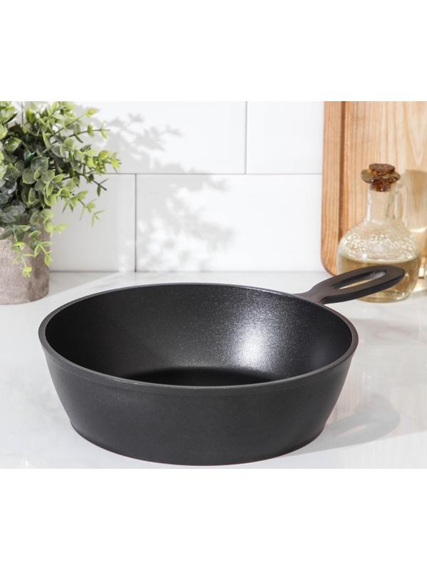 Сковорода «Сотейник», d=24 см, алюминиевая ручка, антипригарное покрытие, цвет чёрный