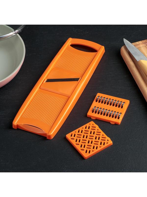 Овощерезка с 3 насадками, 27,5 см, цвет оранжевый