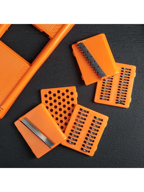 Овощерезка, с 5 насадками, цвет оранжевый, 32 см