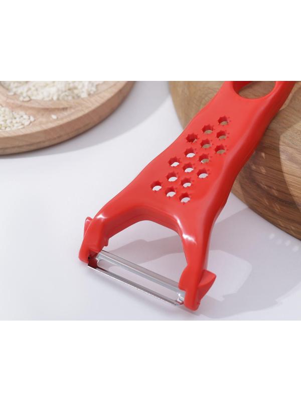 Овощечистка двухсторонняя «Скраб», 18 см, цвет красный