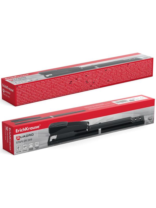 Степлер брошюровочный ErichKrause № 24/6 и 26/6, до 30 листов, на 2 типа скрепления, чёрный