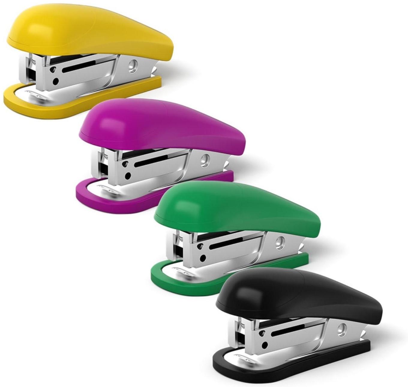 Степлер ErichKrause mini № 24/6, до 20 листов, вмещает до 50 скоб, глубина закладки бумаги до 25 мм, микс