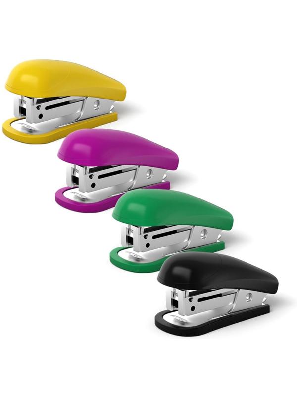 Степлер ErichKrause mini № 24/6, до 20 листов, вмещает до 50 скоб, глубина закладки бумаги до 25 мм, микс