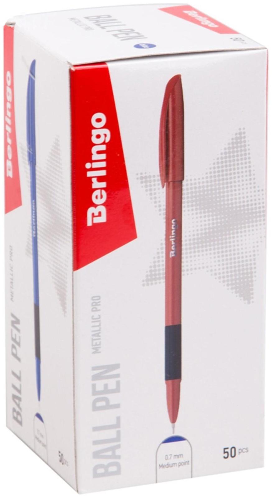 Ручка шариковая 0,7 мм, Berlingo Metallic Pro, стержень синий