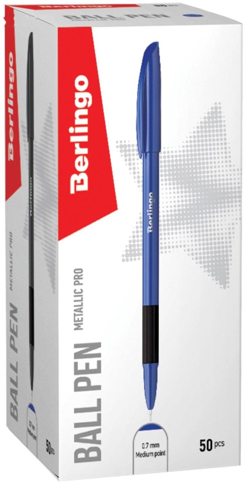 Ручка шариковая 0,7 мм, Berlingo Metallic Pro, стержень синий