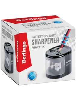 Точилка электрическая 2 отверстия Berlingo Power TX, с контейнером, чёрная