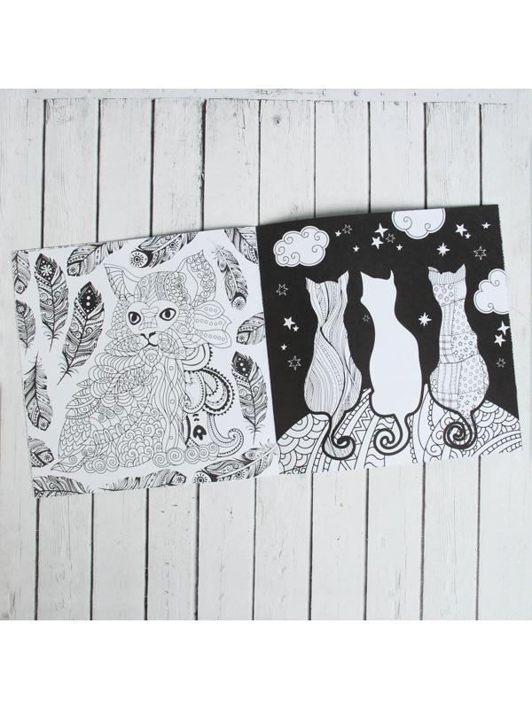 Раскраска - антистресс, альбом «Котонастроение», 20 стр.