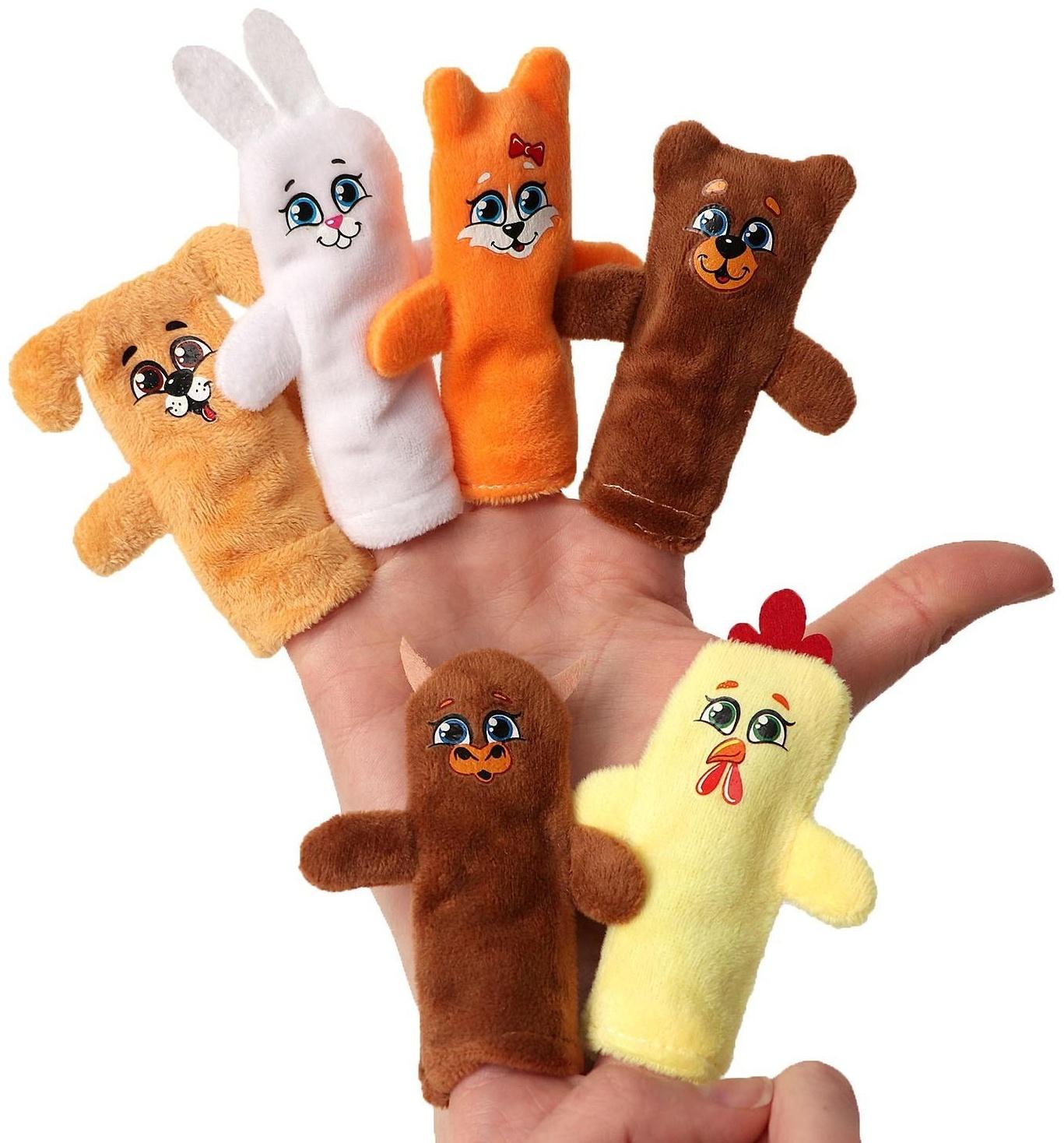 Пальчиковый театр «Заяц и лисичка», набор: 6 персонажей, сценарий