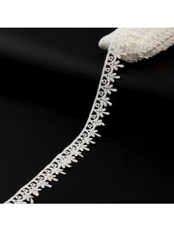 Кружево гипюровое, 20 мм × 14 ± 1 м, цвет молочный