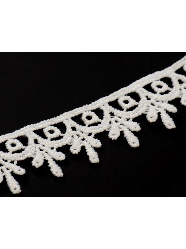 Кружево гипюровое, 20 мм × 14 ± 1 м, цвет молочный