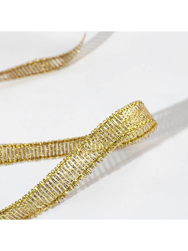 Лента парчовая, 6 мм, 23 ± 1 м, цвет золотой