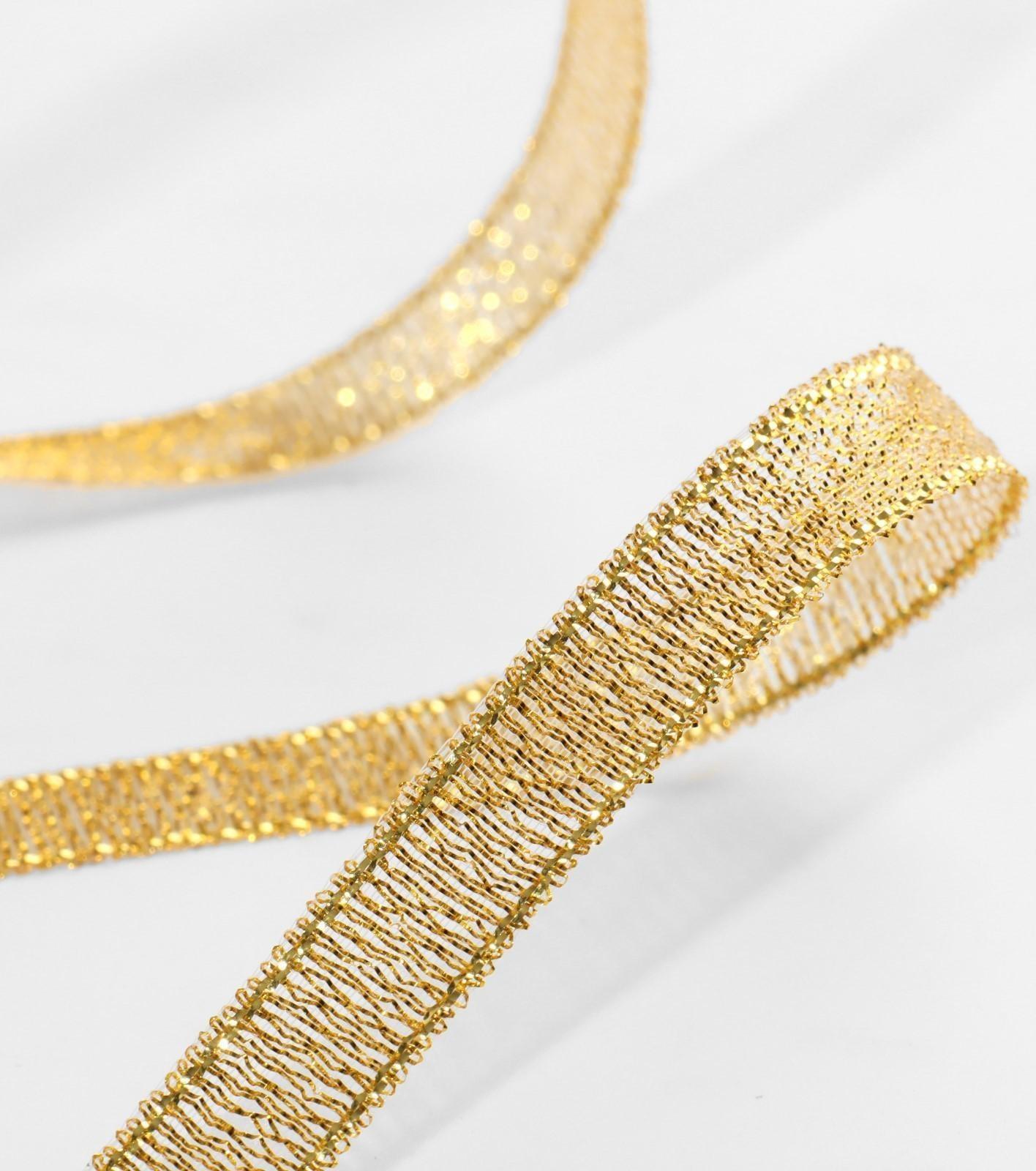 Лента парчовая, 10 мм, 23 ± 1 м, цвет золотой