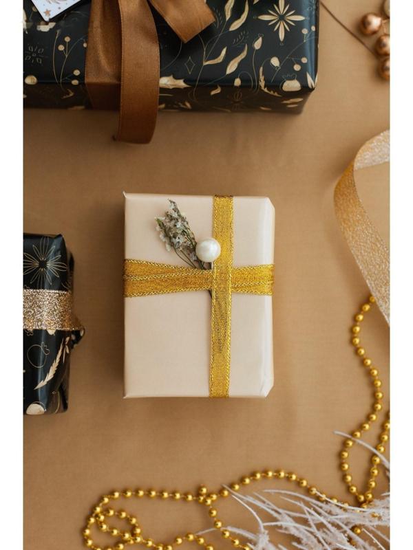 Лента парчовая, 10 мм, 23 ± 1 м, цвет золотой