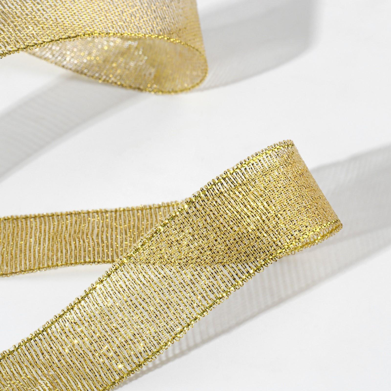 Лента парчовая, 20 мм, 23 ± 1 м, цвет золотой