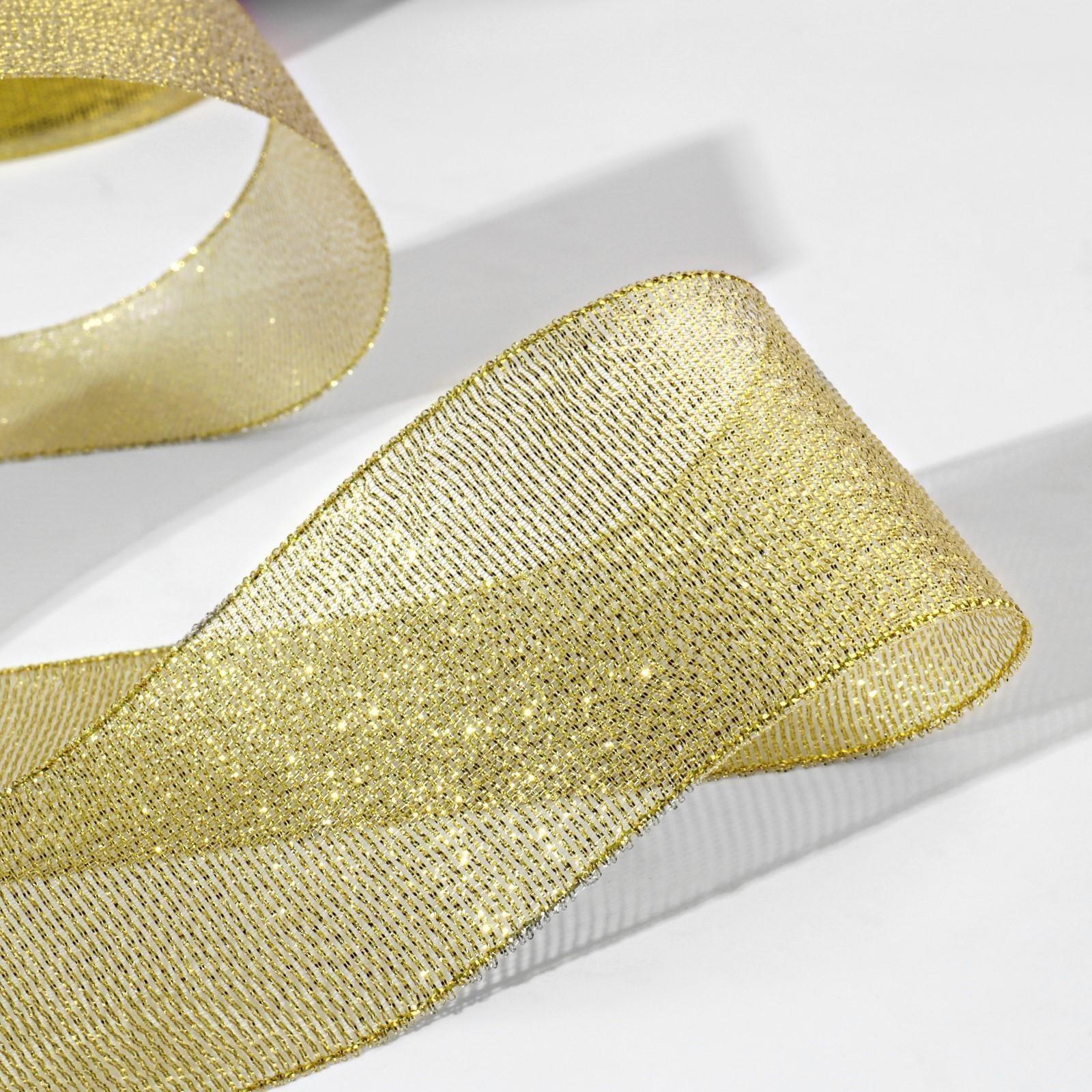 Лента парчовая, 50 мм, 23 ± 1 м, цвет золотой