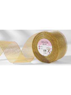 Лента парчовая, 50 мм, 23 ± 1 м, цвет золотой